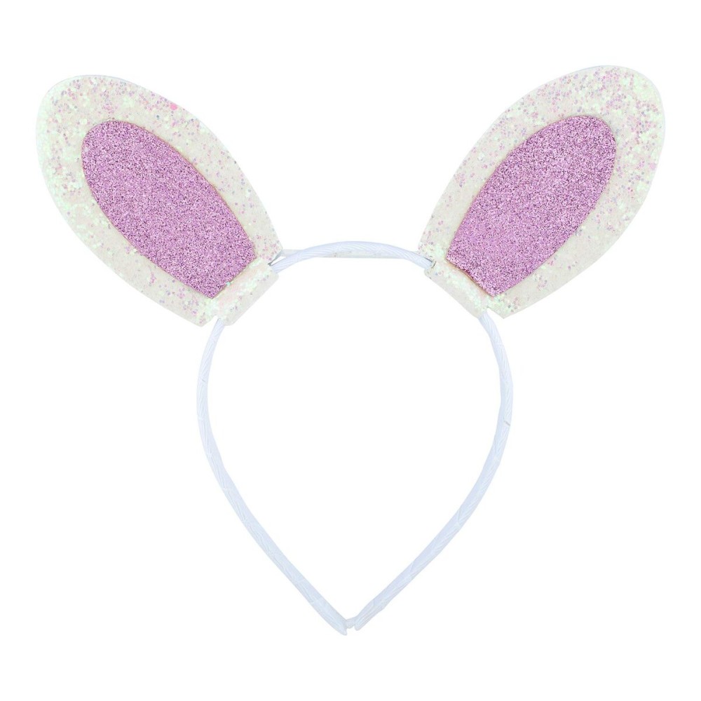 Lux Accessories White Purple Glittery Bunny Ears Fancy Girls Fashion Headband