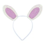 Lux Accessories White Purple Glittery Bunny Ears Fancy Girls Fashion Headband