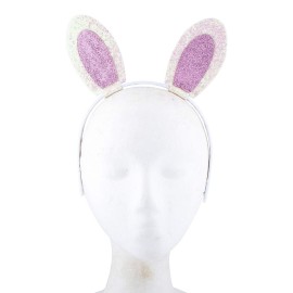 Lux Accessories White Purple Glittery Bunny Ears Fancy Girls Fashion Headband