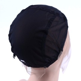 YANTAISIYU Lace Front Wig Cap for Making Wigs with Adjustable Strap Glueless Weaving Wig Caps Swiss Lace Hairnet (Black L 56 cm)