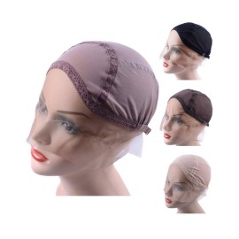 YANTAISIYU Lace Front Wig Cap for Making Wigs with Adjustable Strap Glueless Weaving Wig Caps Swiss Lace Hairnet (Brown M 54 cm)