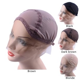 YANTAISIYU Lace Front Wig Cap for Making Wigs with Adjustable Strap Glueless Weaving Wig Caps Swiss Lace Hairnet (Brown M 54 cm) YANTAISIYU Lace Front Wig Cap for Making Wigs with Adjustable Strap Glueless Weaving Wig Caps Swiss Lace Hairnet (Brown M 54 cm)