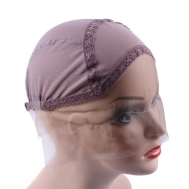YANTAISIYU Lace Front Wig Cap for Making Wigs with Adjustable Strap Glueless Weaving Wig Caps Swiss Lace Hairnet (Brown M 54 cm) YANTAISIYU Lace Front Wig Cap for Making Wigs with Adjustable Strap Glueless Weaving Wig Caps Swiss Lace Hairnet (Brown M 54 cm)