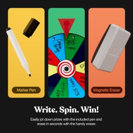 T-SIGN 12 Inch Heavy Duty Spinning Prize - 10 Slots Color Tabletop Roulette Spinner Wheel of Fortune - Spin The Wheel with Dry Erase Marker and Eraser Win The Fortune Spin Game for Trade Show