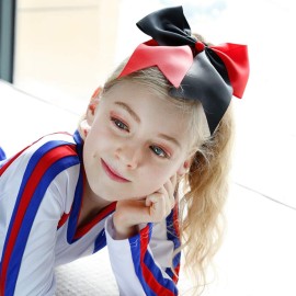 DEEKA 12PCS 8 Two Toned Large Cheer Hair Bows Ponytail Holder Handmade for Teen Girls Softball Cheerleader Sports-Light Pink/Bright Pink