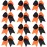 DEEKA 12PCS 8 Two Toned Large Cheer Hair Bows Ponytail Holder Handmade for Teen Girls Softball Cheerleader Sports-Orange/Black