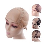 YANTAISIYU 4X4 Inch U Part Swiss Lace Wig Cap for Making Wigs with Adjustable Straps on the Back Glueless Hairnets (Blonde S)