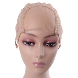 YANTAISIYU 4X4 Inch U Part Swiss Lace Wig Cap for Making Wigs with Adjustable Straps on the Back Glueless Hairnets (Blonde S)