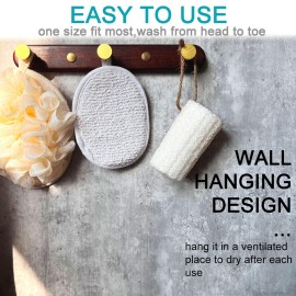6 pcs/Set 4.35.7 Natural Exfoliating Face Body Pad Loofah Sponge Facial Brush - Shower Scrubber - Body Bath Spa for Men & Women, Renewable Resource - Pack of 6