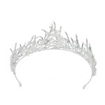 CanB Bride Flower Crowns and Tiaras Baroque Crystal Crown Bridal Tiara Wedding Hair Accessories Princess Pearl Hairband (Sliver)