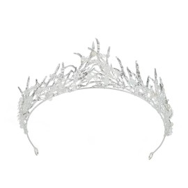 CanB Bride Flower Crowns and Tiaras Baroque Crystal Crown Bridal Tiara Wedding Hair Accessories Princess Pearl Hairband (Sliver)