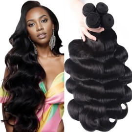 QTHAIR 16A Brazilian Body Wave Human Hair (26 26 24 22 inch,400g) 100% Unprocessed Body Wave Brazilian Virgin Hair Weave Brazilian Body Wavy Human Hair Bundles