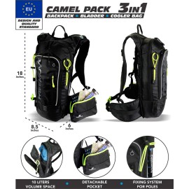 FREEMOVE Hydration Water Backpack 3in1 with 2L Bladder & Insulated Backpack Cooler Bag - a Complete Hydration Solution - Ideal Hydro Camel Back Pack for Hiking, Biking, Running, Cycling, MTB & Rave