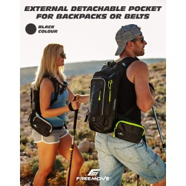 External Detachable Pocket for Backpacks and Waist Belts, Durable, Lightweight and Water-resistant Great for Hiking, Running, Jogging, Cycling, Biking, Skiing, Water Sports, Rave Festival, Traveling