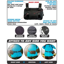 External Detachable Pocket for Backpacks and Waist Belts, Durable, Lightweight and Water-resistant Great for Hiking, Running, Jogging, Cycling, Biking, Skiing, Water Sports, Rave Festival, Traveling