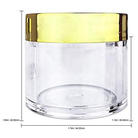 Beauticom 30g/30ml (1 fl. oz.) Double Wall Clear Plastic Leak Proof Jars with Flat Top Lids for Creams, Lotions, Make Up, Powders, Glitters, and more... (Color: Metallic Gold, Pieces: 12) Beauticom 30g/30ml (1 fl. oz.) Double Wall Clear Plastic Leak Proof Jars with Flat Top Lids for Creams, Lotions, Make Up, Powders, Glitters, and more... (Color: Metallic Gold, Pieces: 12)