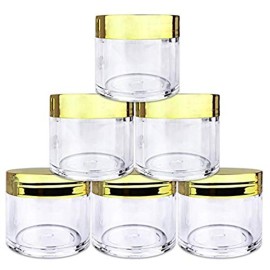 Beauticom 30g/30ml (1 fl. oz.) Double Wall Clear Plastic Leak Proof Jars with Flat Top Lids for Creams, Lotions, Make Up, Powders, Glitters, and more... (Color: Metallic Gold, Pieces: 12) Beauticom 30g/30ml (1 fl. oz.) Double Wall Clear Plastic Leak Proof Jars with Flat Top Lids for Creams, Lotions, Make Up, Powders, Glitters, and more... (Color: Metallic Gold, Pieces: 12)
