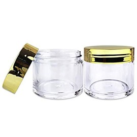 Beauticom 30g/30ml (1 fl. oz.) Double Wall Clear Plastic Leak Proof Jars with Flat Top Lids for Creams, Lotions, Make Up, Powders, Glitters, and more... (Color: Metallic Gold, Pieces: 12) Beauticom 30g/30ml (1 fl. oz.) Double Wall Clear Plastic Leak Proof Jars with Flat Top Lids for Creams, Lotions, Make Up, Powders, Glitters, and more... (Color: Metallic Gold, Pieces: 12)