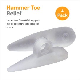 NatraCure Gel Hammer Toe Crest Pads (Left/Right) - 2 Pairs - Straightening Cushion for Mallet and Overlapping Toes - 3035-M RET 4PK