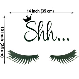 Maydahui 2 PCS Eyelash Wall Decal 14 Inch Salon Home Sign Decor Black Purple Shh Sleep Eyes Art Vinyl Mural Wall Sticker for Living Room Bedroom Easy to Paste