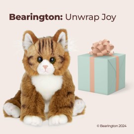 Bearington Manny The Tabby Cat Plush, 10.5 Inch Orange Cat Stuffed Animal - Long Hair Tabby Plush