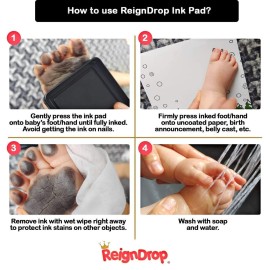 ReignDrop Ink Pad For Baby Footprint & Handprint - Creates Impressive Long Lasting Keepsake Stamp for Infant & Kids. Smudge Proof, Easy to Wipe Off Skin, Safe & Gentle Acid Free(Red)