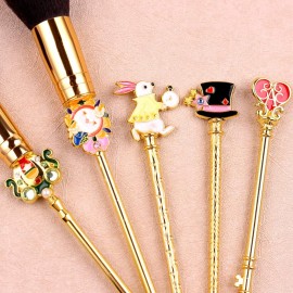 Alice in Wonderland Makeup Brush Set,5pcs Cute Alice Flower Makeup Brushes with Premium Synthetic Fiber and Metal Handle for Blush, Foundation, and Lips, Prefect Gift for Sister Teenager Girl Alice in Wonderland Makeup Brush Set,5pcs Cute Alice Flower Makeup Brushes with Premium Synthetic Fiber and Metal Handle for Blush, Foundation, and Lips, Prefect Gift for Sister Teenager Girl