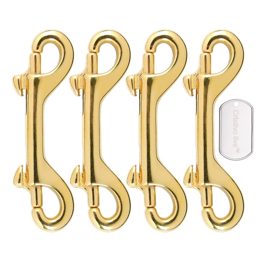 4 Pcs 3.5 Inch Brass Double End Snap Hook Clip Diving Hook for Diving,pet,Handmade Bag,Keychains etc