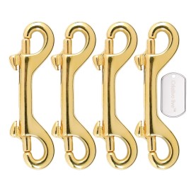 4 Pcs 3.5 Inch Brass Double End Snap Hook Clip Diving Hook for Diving,pet,Handmade Bag,Keychains etc