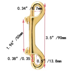 4 Pcs 3.5 Inch Brass Double End Snap Hook Clip Diving Hook for Diving,pet,Handmade Bag,Keychains etc