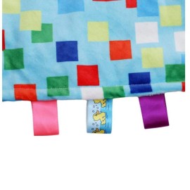 Baby Boy Tag Security Blanket - Colorful Plush Comforter Tag Blankets, Warm and Safe Shower Gift for Baby