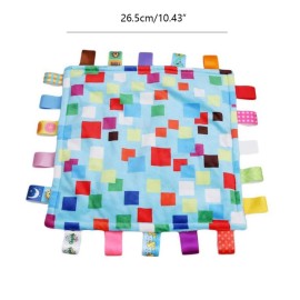 Baby Boy Tag Security Blanket - Colorful Plush Comforter Tag Blankets, Warm and Safe Shower Gift for Baby