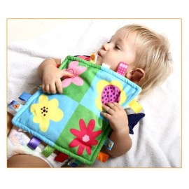 Baby Boy Tag Security Blanket - Colorful Plush Comforter Tag Blankets, Warm and Safe Shower Gift for Baby