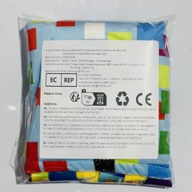 Baby Boy Tag Security Blanket - Colorful Plush Comforter Tag Blankets, Warm and Safe Shower Gift for Baby