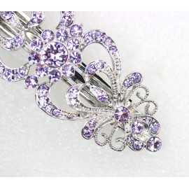 Faship Gorgeous Violet Light Purple Crystal Hearts And Floral Hair Barrette Faship Gorgeous Violet Light Purple Crystal Hearts And Floral Hair Barrette