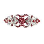Faship Gorgeous Red Crystal Hearts And Floral Hair Barrette