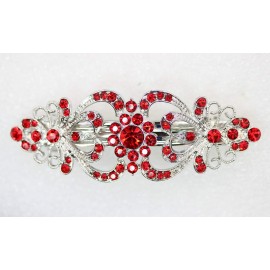Faship Gorgeous Red Crystal Hearts And Floral Hair Barrette Faship Gorgeous Red Crystal Hearts And Floral Hair Barrette