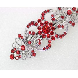Faship Gorgeous Red Crystal Hearts And Floral Hair Barrette Faship Gorgeous Red Crystal Hearts And Floral Hair Barrette