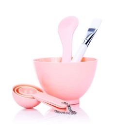 6 in 1 Pink Facial Care Makeup Cosmetic Tools Include Face Skin Care Mixing Bowl Stick Brush and Three Capacity Spoon Gauges for Lady Women DIY in Home Use