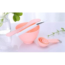 6 in 1 Pink Facial Care Makeup Cosmetic Tools Include Face Skin Care Mixing Bowl Stick Brush and Three Capacity Spoon Gauges for Lady Women DIY in Home Use