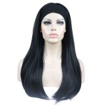 Aimole Long Straight 3/4 Women\'s Wigs Hair Piece Synthetic Hair with Black Headband(1-Black)
