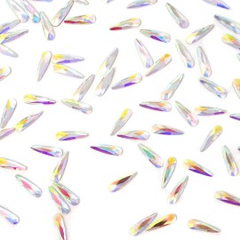 Honbay 100PCS 3x10mm Crystal AB Flat Back Rhinestones Super Shiny Raindrop Shaped Gems Diamonds for Nail Art, DIY Crafts, Phone, Clothes, Shoes and More