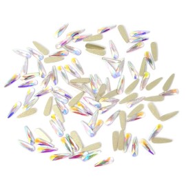Honbay 100PCS 3x10mm Crystal AB Flat Back Rhinestones Super Shiny Raindrop Shaped Gems Diamonds for Nail Art, DIY Crafts, Phone, Clothes, Shoes and More