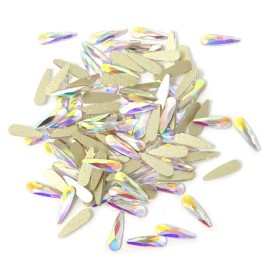 Honbay 100PCS 3x10mm Crystal AB Flat Back Rhinestones Super Shiny Raindrop Shaped Gems Diamonds for Nail Art, DIY Crafts, Phone, Clothes, Shoes and More