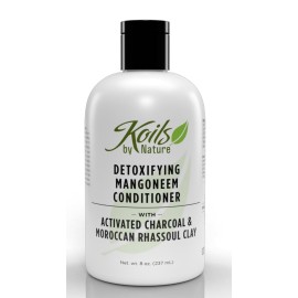 Koils by Nature Detoxifying MangoMint Conditioner | 8 Oz | Activated Charcoal & Moroccan Rhassoul Clay - Remove Build-up, Protect and Strengthen Hair