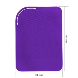 Sygile 9 X 6 Silicone Heat Resistant Travel Mat, Anti-Heat Pad for Hair Straighteners, Curling Irons, Flat Irons and Other Hot Styling Tools - Purple