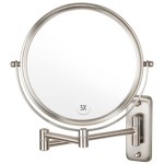 Wall Mounted Makeup Mirror, 1X/5X Magnifying Mirror Double Sided, 8 Inch Extendable Bathroom Mirror for Shaving, Nickel