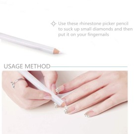 10Pcs White Rhinestone Picker Dotting Pencil For Picking Up Stones And Nail Things Nail Art Decoration Tools Rhinestones Pickup Wax Pen 10Pcs White Rhinestone Picker Dotting Pencil For Picking Up Stones And Nail Things Nail Art Decoration Tools Rhinestones Pickup Wax Pen