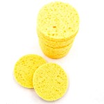 Facial Sponge Cosmetics Round, Yellow Compressed Sponges Makeup Puff Sponges Cleaning Stick for Face Cleanser