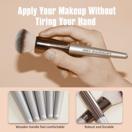 ZOREYA Makeup Brushes, 15 Pcs Professional Premium Synthetic Brush Set, Foundation Concealer Eyeshadow Blush Makeup Brush Set (Champagne Gold)